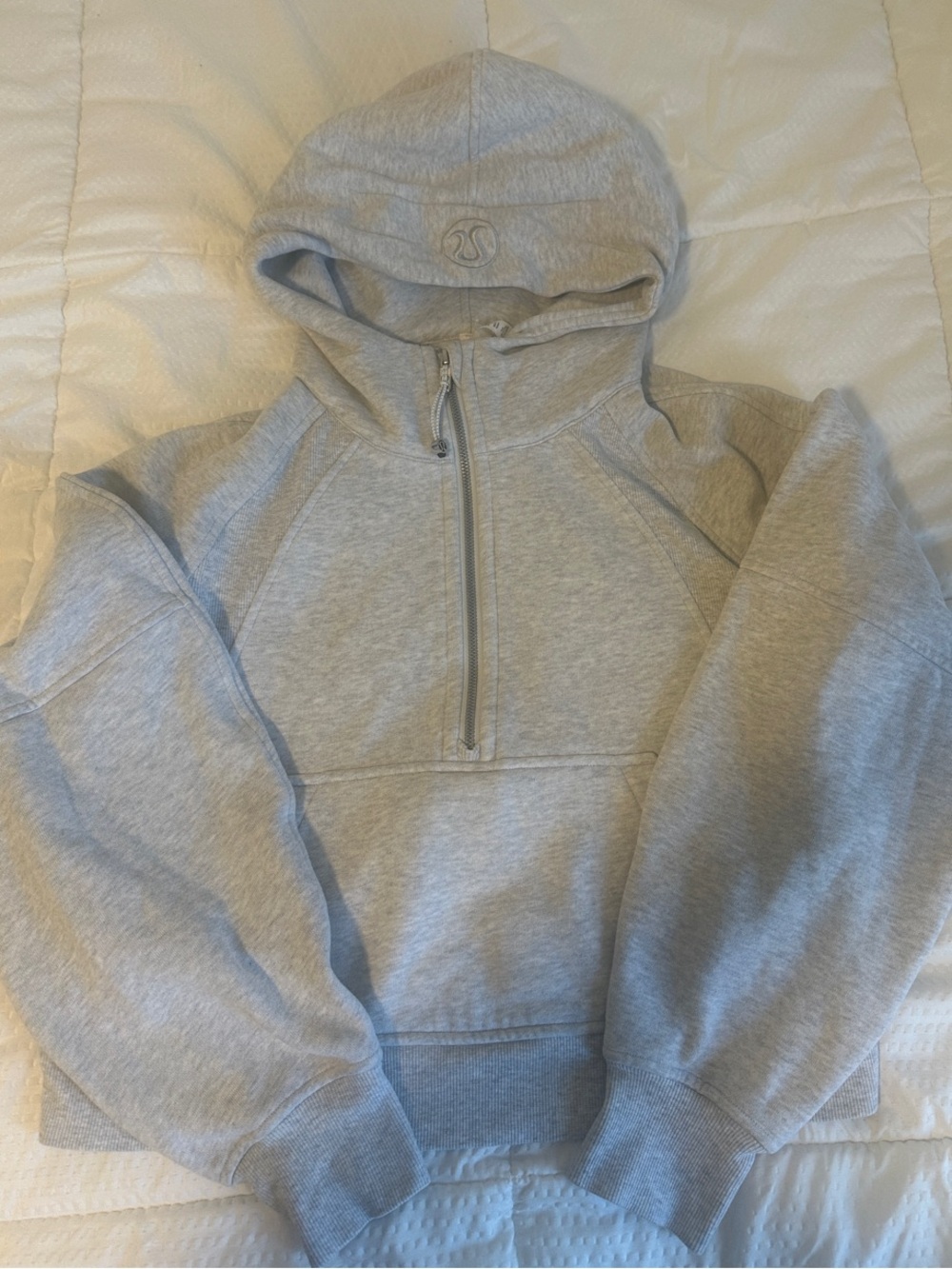 lululemon Light Gray Half-Zip Hooded Sweater